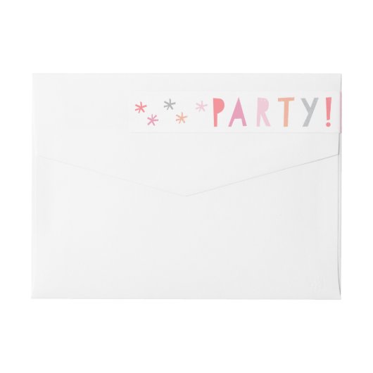 型カラフル子供の誕生日パーティー差出人住所 ラップアラウンドラベル (裏面)