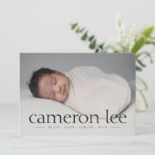 型ベビーシンプル誕生写真発表中立 案内状 (スタンド正面)