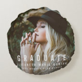 型卒業写真パーソナライズされた写真 ラウンドクッション (裏面)