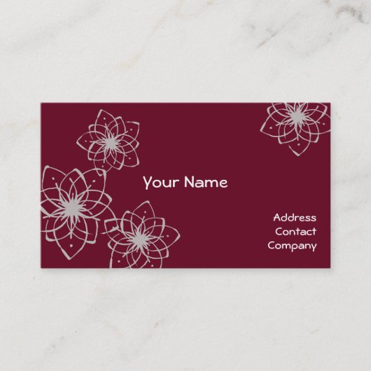 【型抜き染め風 花】 Flowers drawn by Japanese brush 名刺 (正面)