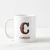 型押しウエスタンレザーイニシャルモノグラム C コーヒーマグカップ (左)