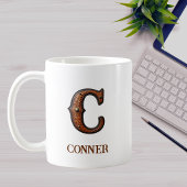 型押しウエスタンレザーイニシャルモノグラム C コーヒーマグカップ