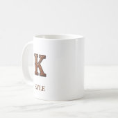 型押しウエスタンレザーイニシャルモノグラム K コーヒーマグカップ (正面左)