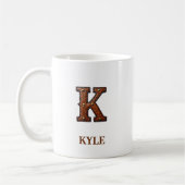 型押しウエスタンレザーイニシャルモノグラム K コーヒーマグカップ (左)