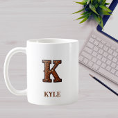 型押しウエスタンレザーイニシャルモノグラム K コーヒーマグカップ