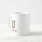 型押しウエスタンレザーイニシャルモノグラム U コーヒーマグカップ (正面左)