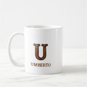 型押しウエスタンレザーイニシャルモノグラム U コーヒーマグカップ (左)
