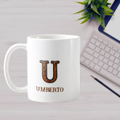 型押しウエスタンレザーイニシャルモノグラム U コーヒーマグカップ