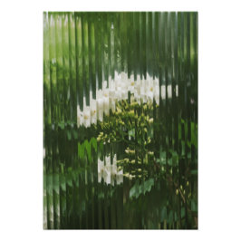  型押しガラス越しの抽象的な白い花々  フォトプリント           