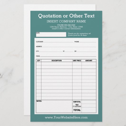 型枠ビジネス見積または請求書色を編集できる (正面/裏面)