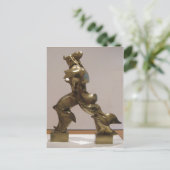 '型枠ユニークの連続性の宇宙'、ブロンズ製のスカル ポストカード (スタンド正面)