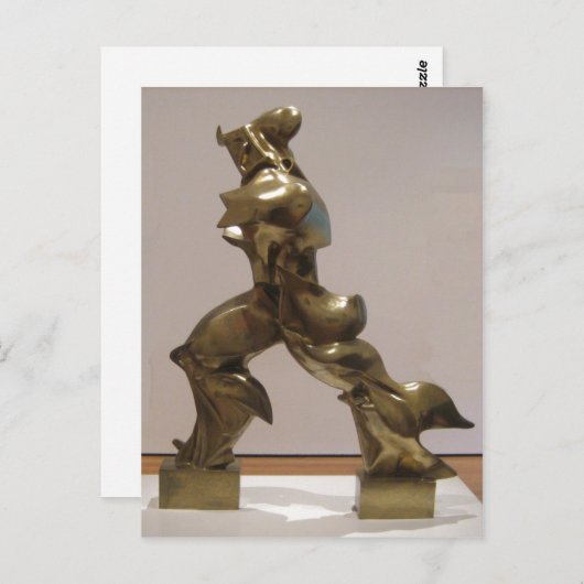 '型枠ユニークの連続性の宇宙'、ブロンズ製のスカル ポストカード (正面/裏面)