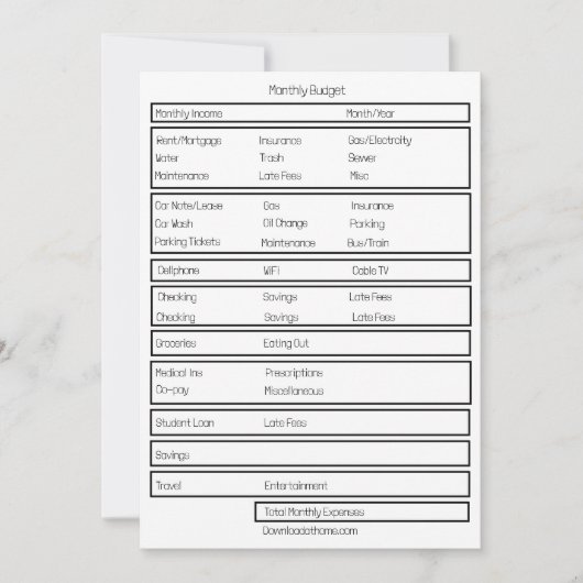 型枠月次予算お金の使い方を追跡する シーズンカード (正面)
