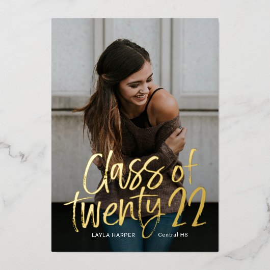 型芸術的箔卒業発表招待状 箔招待状 (正面)