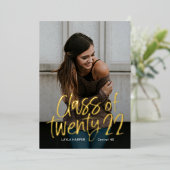 型芸術的箔卒業発表招待状 箔招待状 (立ち正面)