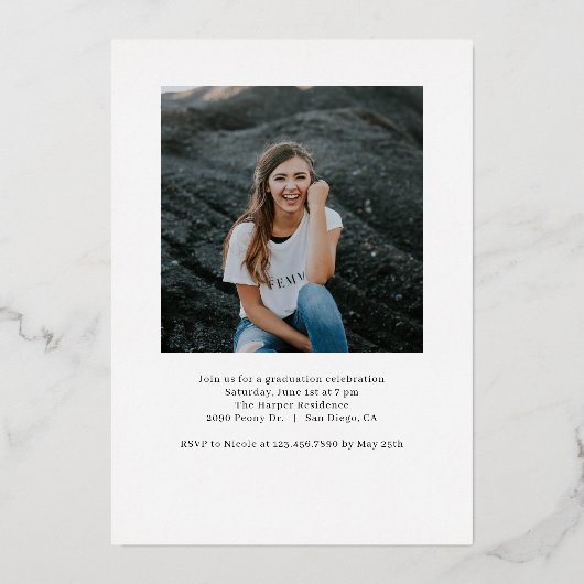 型芸術的箔卒業発表招待状 箔招待状 (裏面)