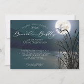 埃っぽいティール（緑がかった色）ブランチバブリンフルムーントンフライ 招待状 (正面)