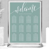 埃っぽいティール（緑がかった色）結婚ミニマル座席表 ポスター