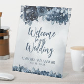 埃っぽいネイビーブルーシルバーが我々結婚の袖を歓迎 台座サイン (インサイチュ)