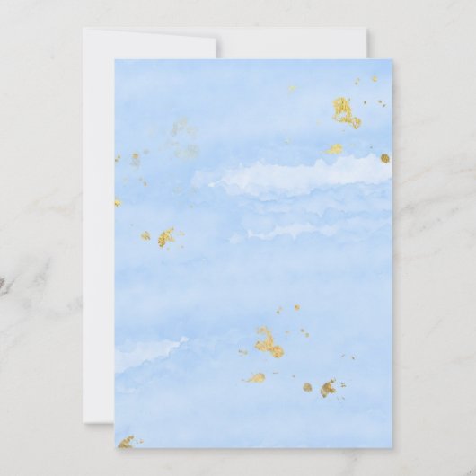 埃っぽいネイビーブルー金ゴールドアガテウォーターカラー結婚ズ 招待状 (裏面)