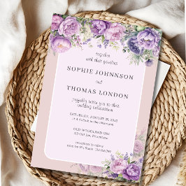埃っぽいバイオレットフローラの結婚水色 招待状