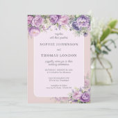 埃っぽいバイオレットフローラの結婚水色 招待状 (スタンド正面)