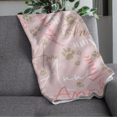 埃っぽいバラで繰り返し色の名前とドッグポー フリースブランケット