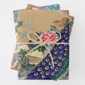 埃っぽいバラと色あせたブルーのChinoiserie Peacock ラッピングペーパーシート (インサイチュ)