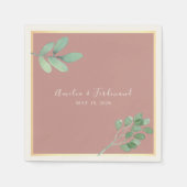 埃っぽいバラウォーターカラーグリーネ結婚リーズナプキン スタンダードカクテルナプキン (正面)