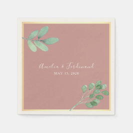 埃っぽいバラウォーターカラーグリーネ結婚リーズナプキン スタンダードカクテルナプキン