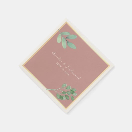 埃っぽいバラウォーターカラーグリーネ結婚リーズナプキン スタンダードカクテルナプキン (角)