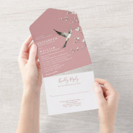 埃っぽいバラチノワセリーフローラ庭園の結婚式 オールインワン招待状