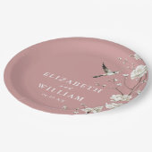 埃っぽいバラチノワセリーフローラ庭園の結婚式 ペーパープレート (アングル)