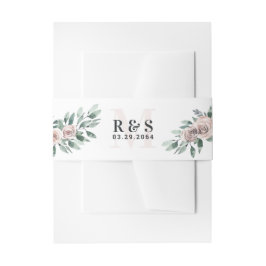 埃っぽいバラピンクマウブボホグリーンリー結婚フローラ 招待状ベリーバンド