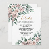 埃っぽいバラピンクマウヴ金ゴールド緑のフローラ結婚ズ エンクロージャーカード (正面/裏面)