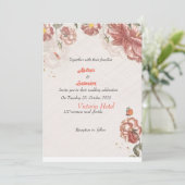 埃っぽいバラピンクマウヴ金ゴールド緑のフローラ結婚ズ 招待状 (スタンド正面)
