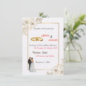 埃っぽいバラピンクマウヴ金ゴールド緑のフローラ結婚ズ 招待状 (スタンド正面)