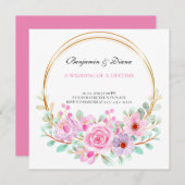 埃っぽいバラピンクマウヴ金ゴールド緑のフローラ結婚ズ 招待状 (正面/裏面)