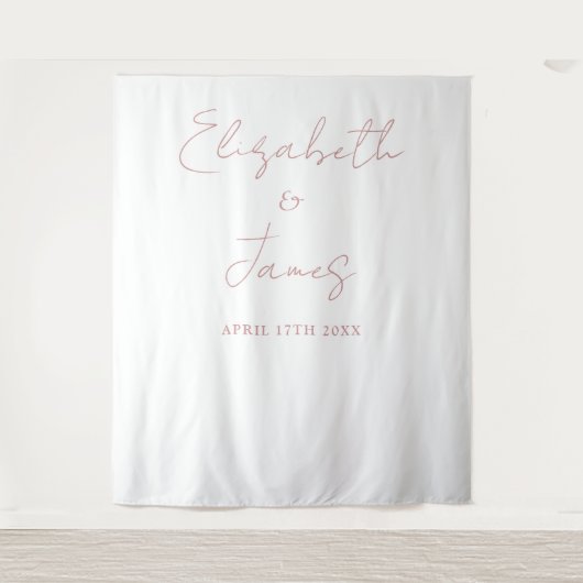 埃っぽいバラピンクミニマル結婚リストの写真の背景 タペストリー (正面)