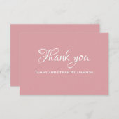 埃っぽいバラピンクロマンチックシンプルなエレガントな結婚式 サンキューカード (正面/裏面)
