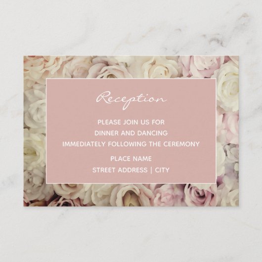 埃っぽいバラピンクヴィンテージウェディング披露宴カード エンクロージャーカード (正面)