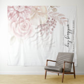 埃っぽいバラピンク結婚花模様の写真の背景 タペストリー (インサイチュ(横))