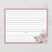 埃っぽいバラフローラフォリッジブライダルシャワーレシピカード (裏面)