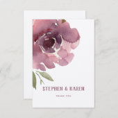 埃っぽいバラ牡丹エレガントなウェディングサンキューカード サンキューカード (正面/裏面)