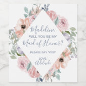 埃っぽいバラ花模様は私の花嫁になる ワインラベル (シングルラベル)