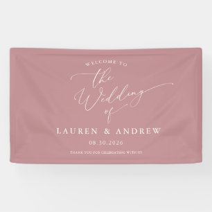 埃っぽいバラ赤面ピンクへようこそ私たち結婚の 横断幕