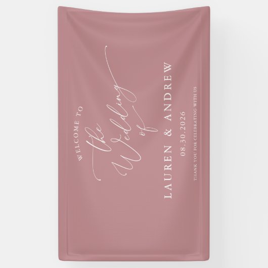 埃っぽいバラ赤面ピンクへようこそ私たち結婚の 横断幕 (縦)