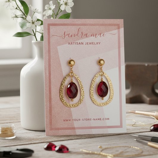 埃っぽいバラ赤面ピンクアートジュエリーディスプレイカード 名刺