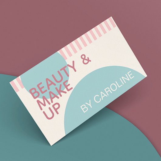 埃っぽいバラ赤面ピンクミントティール(緑がかった色)グリーンアートパターン 名刺