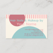 埃っぽいバラ赤面ピンクミントティール(緑がかった色)グリーンアートパターン 名刺 (裏面)